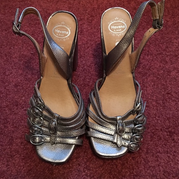 Silver buckle heels