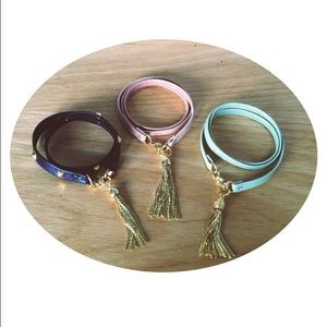 Studded Leather Tassel Bracelet