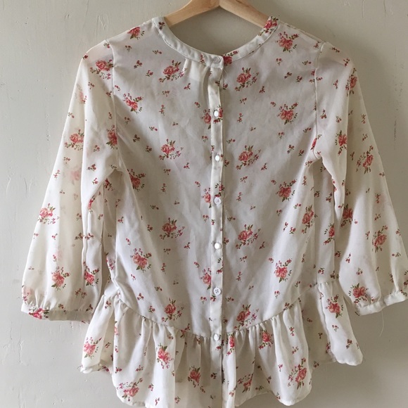 SOLD Sheer floral peplum blouse - Picture 3 of 3