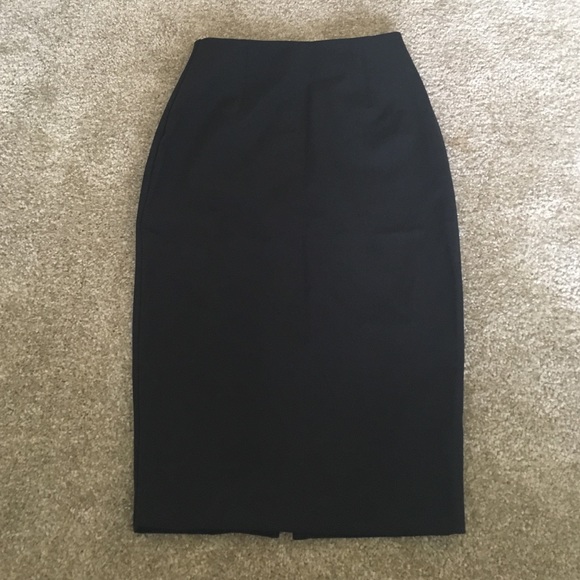 Black skinny skirt with a long zipper on the back