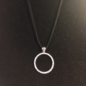 Park Lane SharperImage Silvertone CZ w/black suede