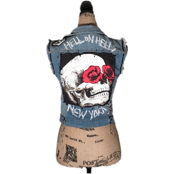 reVamp'D Jackets & Blazers - CUSTOM • ⚡️⚡️denim/jean vest with bling/patches