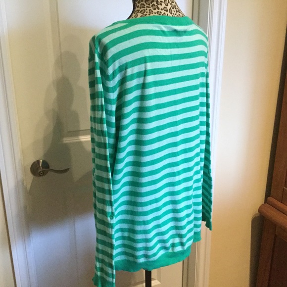 Aqua & Green Stripe Sweater - Picture 2 of 4