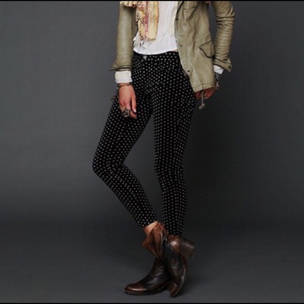 Free People Velvet Polka Dot Skinnys 👖