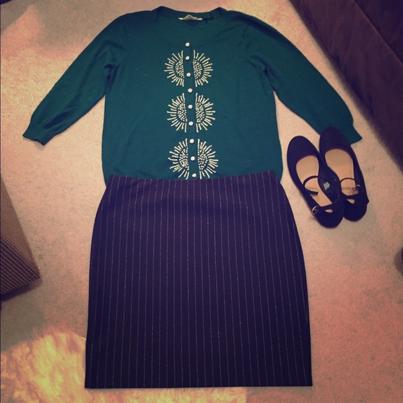 Black/Silver Express Pinstripe Skirt - Picture 1 of 4