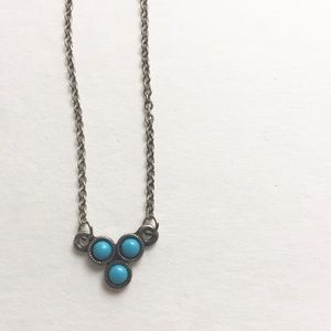 Simple Silver 3 Stone Turquoise Necklace