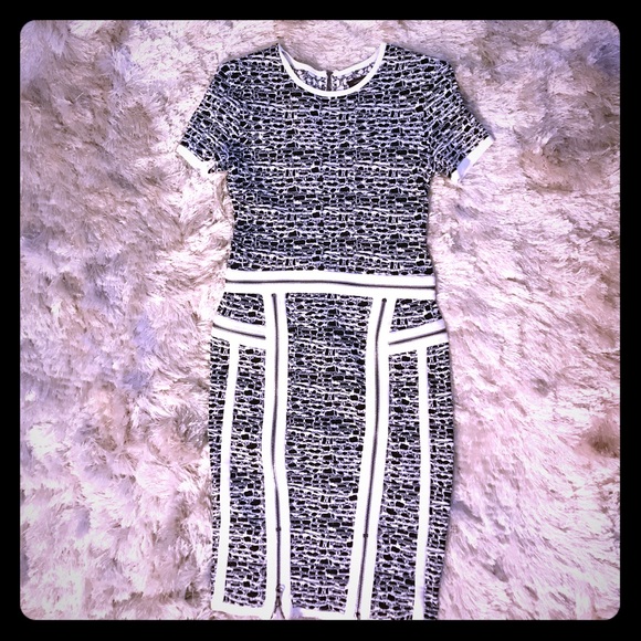 Marchesa Voyage black and white dress xs