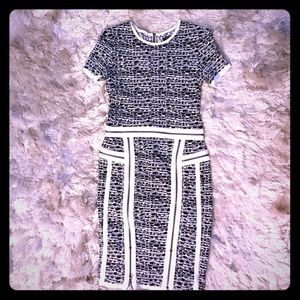 Marchesa Voyage black and white dress xs