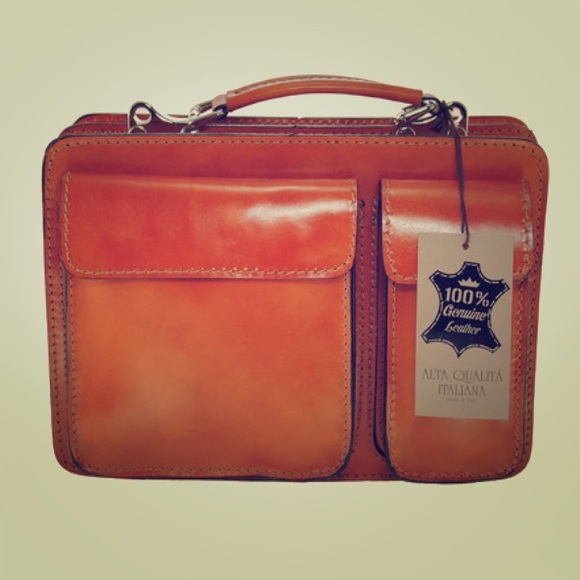 NEW Tan Genuine Italian Leather Briefcase (Small)