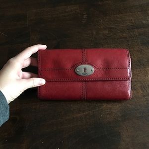 Red fossil wallet