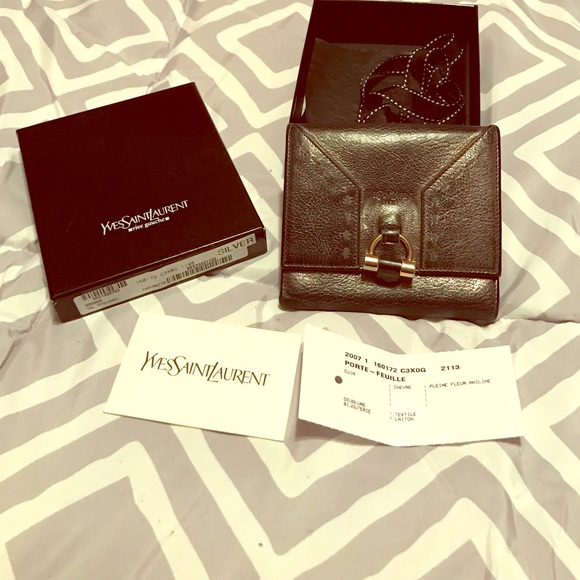 YSL gunmetal wallet