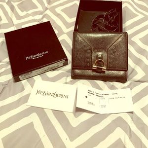 YSL gunmetal wallet