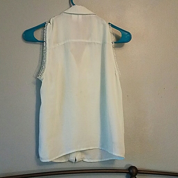 Sheer Mint Sleeveless Blouse - Picture 3 of 4