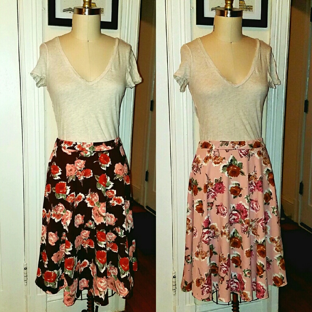 Floral midi A-line skirts - Picture 2 of 4