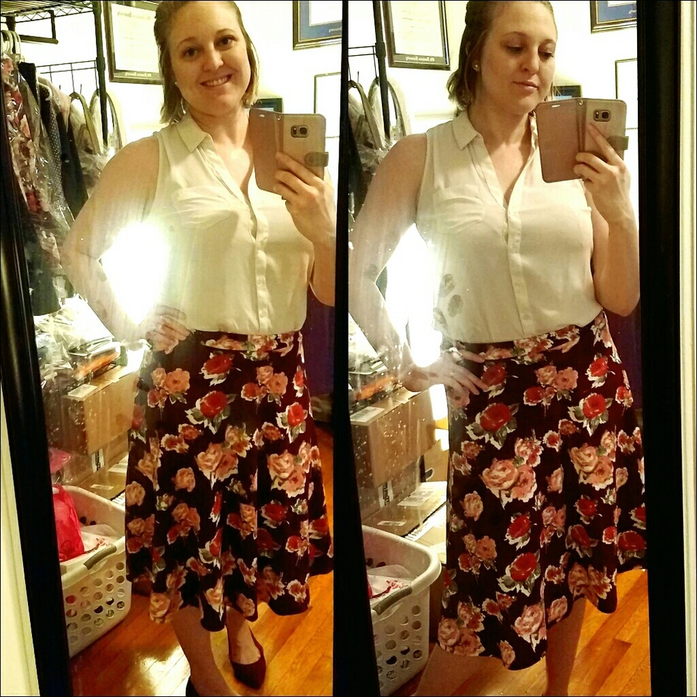 Floral midi A-line skirts - Picture 1 of 4
