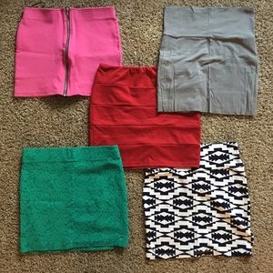 Lot of body con mini skirts