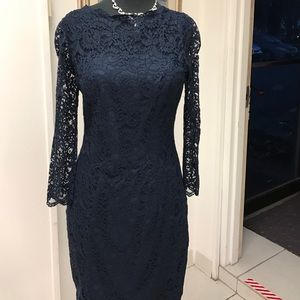Navy lace midi gown