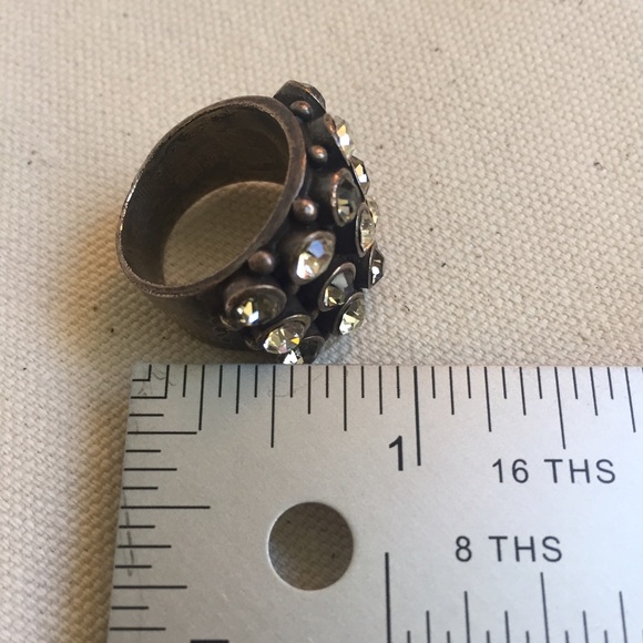Gunmetal & Rhinestone💎Cocktail Ring size 7 - Picture 3 of 4