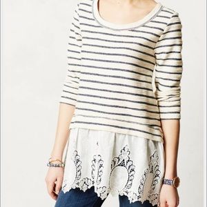 Anthropologie lace peplum sweatshirt.