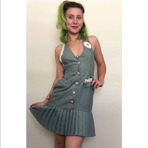 vintage 80s pleated jumper dress