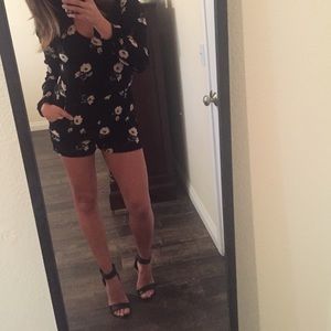 Black floral romper