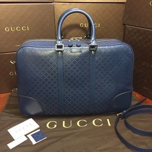 New Gucci Square Duffel Cove Blue Diamanté Leather
