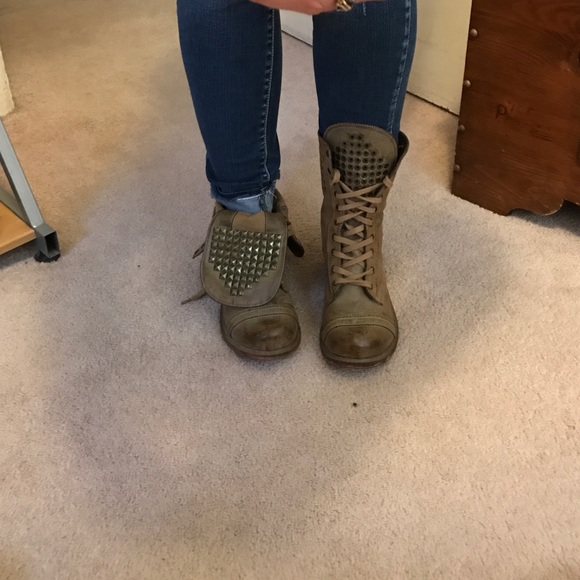Tan combat boots