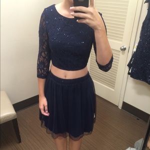 2 piece long sleeve homecoming dress