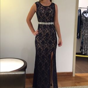 Navy blue lace homecoming dress