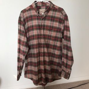 Woolrich Brown Red Plaid Large Cotton Mens Shirt