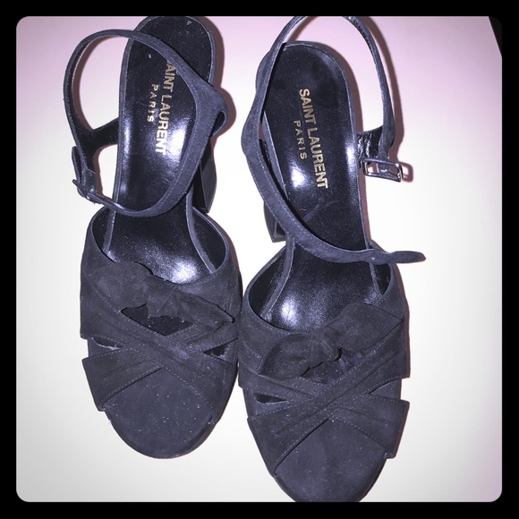 YSL Black Leather Heels Candy 80