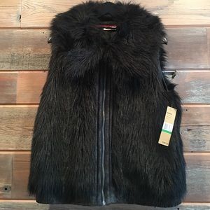 Black DKNY Faux Fur Vest.
