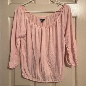 AE quarter sleeve long sleeve pink shirt