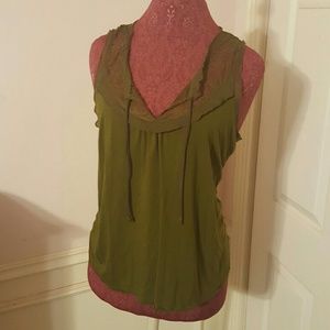 Olive green peasant blouse
