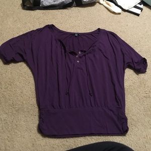 American eagle half sleeve plum button down blouse