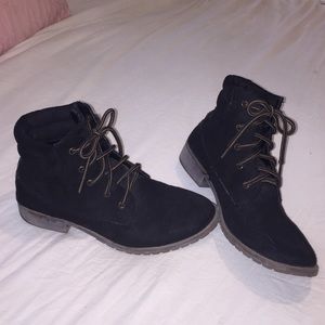 Black suede ankle boots