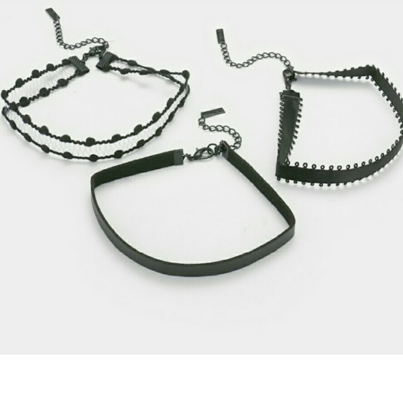 Satin, Faux Leather, Mesh Choker, Earings