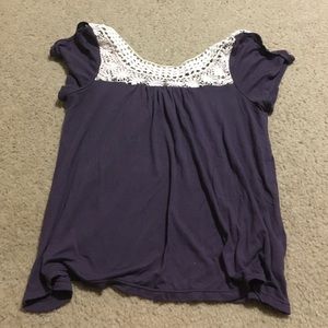 American eagle crochet trim purple blouse
