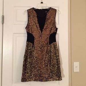 ASOS black and gold sequins dress