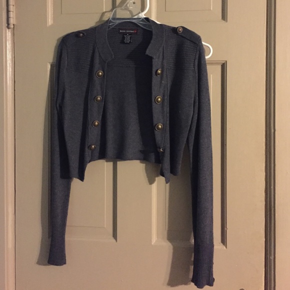 Cropped cardigan sweater.