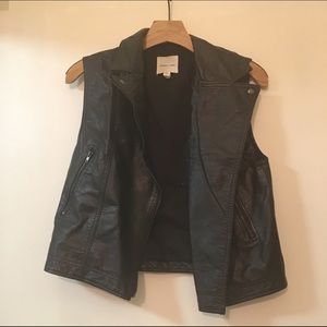 Black faux leather vest