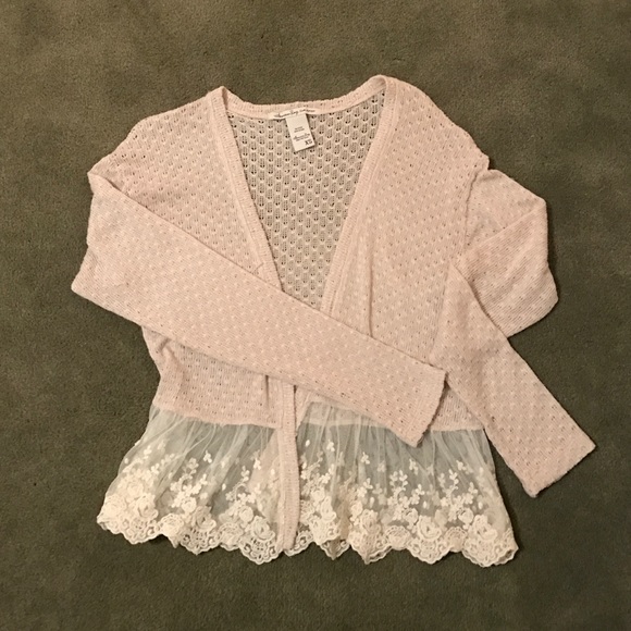 Lace hem cardigan