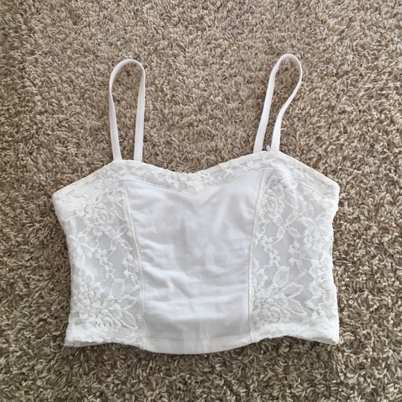 White lace crop top