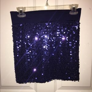Navy blue sequin bodycon miniskirt
