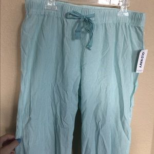 Blue striped pajama bottoms