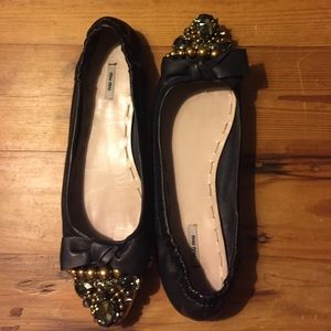 Miu Miu jeweled metal cap ballet flats
