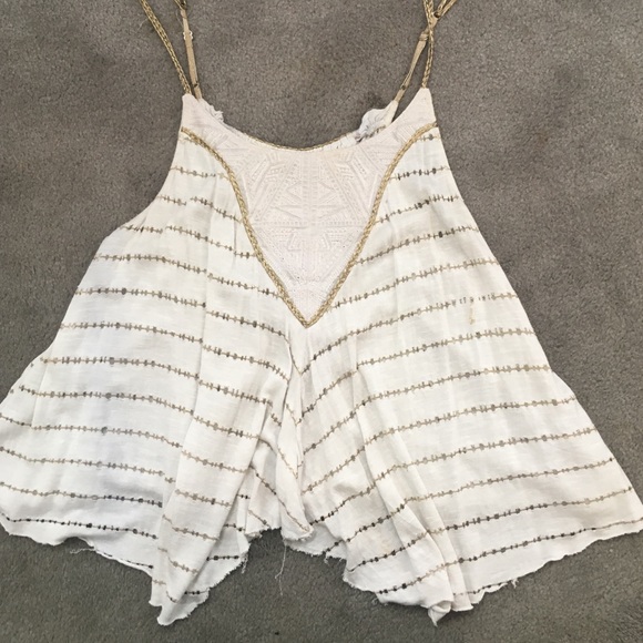 Free people tank top cream and gold