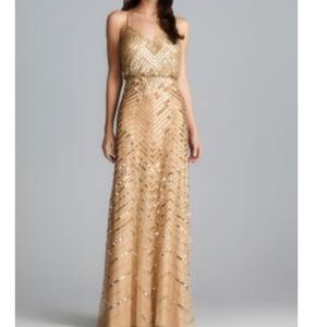 Adrianna Papell Long Blouson Beaded Dress