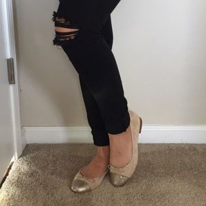 Sam Edelman Gold Cap Toe Flats