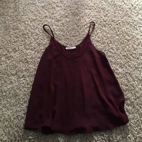 Burgundy flowy satin top